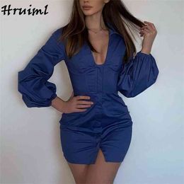 Bodycon Dress Women Fashion Skinny Casual Solid Patchwork es for Night Club Long Sleeve Office Lady Sexy 210513