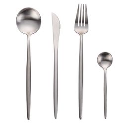 Silverware Set Knife Fork Spoon Set 4Pcs Cutlery Set Stainless Steel Flatware Silver Gold Copper Black Knife Fork Spoon Sets 4Pcs