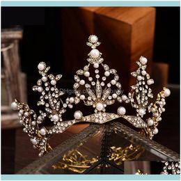 Barrettes Jewelryluxury Crystal Bridal Tiaras Wedding Round Crowns Rhinestone Headband Women Baroque Pageant Diadem Hair Jewellery Aessories C
