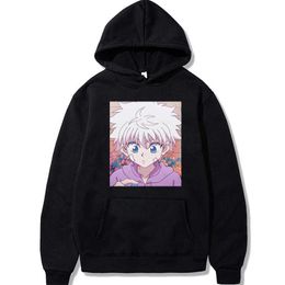 Kawaii Hoodie Hunter X Hunter Women's Sweatshirt Japanese Anime Killua Zoldyck Devil Print Harajuku Streetwear Oversized Hoodies Y0729