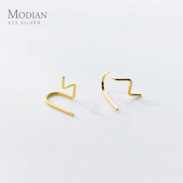 Fashion 3 Colour Geometric Lines Stud Earring for Women 925 Sterling Silver Korea Style Fine Jewellery Simple Ear Pin 210707