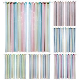 100x250CM Romantic Rainbow Colour Sheer Curtain Girl Kids Bedroom Full Blackout Window Drapes Hollow Star Curtain Home Decor 210712