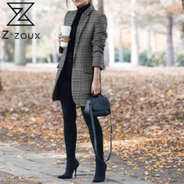 Women Blazer Long Sleeve Ladies Plaid Coat Fashon Women's Slim Suit Jacket Loose Woman Autumn 210513