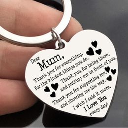 Party Favour Heart Shaped Engraved Letters keychain love Pendant To best mum Mother's Day gift Thanksgiving gift Jewellery Keychain