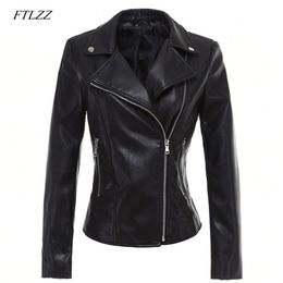 Faux Leather Jacket Women Soft PU Biker Coat Short Design Black Lady Turn-down Collar Outerwear 210423