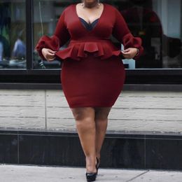 Buy Long Sleeve Peplum Dress Plus Size 