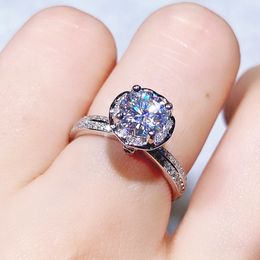 high blossom design Real moissanite ring 6.5MM 1ct for Women Girlfriend Courtship Gift 925 Silver Luxury Gemstones Diamond rings