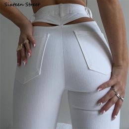 Streetwear Sexy Flare Pants Woman Hollow Out High Waisted Y2k Pants Woman Bottom White Hot Pants Female Trousers Dropshipping Q0801