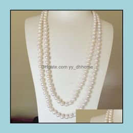 Beaded Necklaces & Pendants Jewellery 8-9Mm White Natural Pearl Necklace 48Inch 925 Sier Clasp Womens Gift Drop Delivery 2021 V78Us