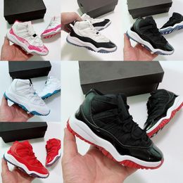 Children 11 Kids Basketball Shoes Infant Toddller Space Jam Concord Bred 11S Boys Girls Kid Sneaker Pink Navy Blue Snakeskin Trainers