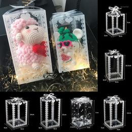 Gift Wrap 10Pcs Lace Flower Box Clear PVC Packing Favours Gifts Candy Cookie Event Wedding Party Supplies Transparent