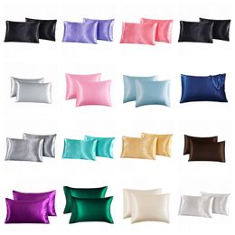single 20*26inch Satin Pillowcase Home Multicolor Ice Silk Pillow Case Double Face Envelope