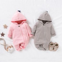 Arrival Autumn and Spring Baby Girls / Boys 3D Dinosaur Hooded Long-sleeve Jumpsuit Clothes 210528