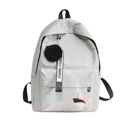 2021 Hot Solid Backpack Girl School Bags For Teenager College Wind Women SchoolBag High School Backpack Bag Black Nylon Printing X0529