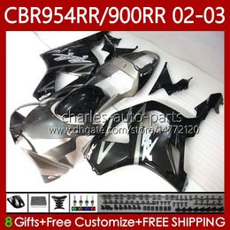 Fairings Kit For HONDA CBR954 CBR900 RR CBR 900 954 RR CC CBR954RR 02 03 Bodywork 61No.80 CBR 954RR 900RR 900CC 2002 2003 CBR954-RR CBR900RR 02-03 OEM Body Black silver