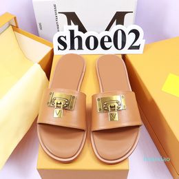 Luxury Brand Sandals Designer Slippers Slides Floral Brocade Genuine Leather Flip Flops Women Shoes Sandal without box 202255