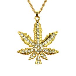 New Jewellery hip hop diamond Maple Leaf Pendant Necklace Fashion Pendant batch Pendant Necklace