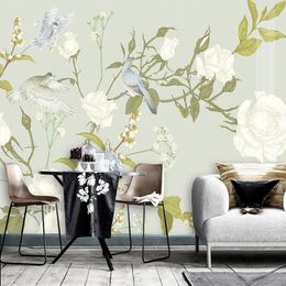 Wallpapers Custom Any Size Mural Wallpaper Nordic Hand Painted 3D Tropical Plants Flowers And Birds Background Living Room