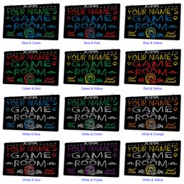 LX1244 Your Names Game Room Good Times Good Friends Light Sign Dual Color 3D Engraving