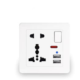 EU Standard t Gray Embedded Panel 2.1A Dual USB Port AC 110-250V UK Wall Power Socket Universal 5 Hole Outlet