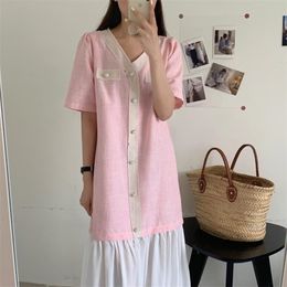 Arrival Fashion Summer Sweet Vintage All Match Loose Office Lady Streetwear Femme Long Dresses Vestidos 210525