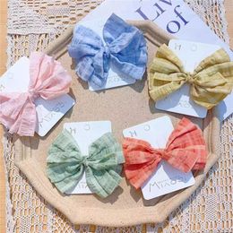 2021 Spring New Fashion Children's Hairpins Headdress Sweet Girl Simple Colorful Fabric Bow Duckbill Clip Hair Accessories