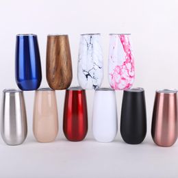 Double-insulated Wine Mug Tumbler Champagne 6 OZ Reusable Cocktail Cups Unbreakable Champagnes Toasting Glasses With Lids HH21-287