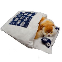 Removable Cats Bed cat litter Sleeping Bag Home Supplies Products for Cats Large Pet Dog Bed Cat's House Cave Comfortable 210722