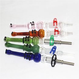 Smoking Nectar Glass Pipes Kit with quartz Tip 14mm Invert Nail smoke Pipe dabber tools silicone tips