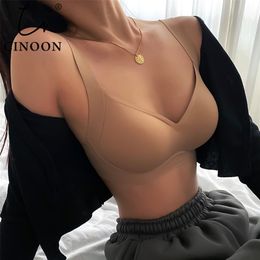 CINOON Latex Seamless Bra Women Push Up Underwear Cooling Gathers Shock-proof Pad Female Intimate Fashion Comfortable Bralette 211110