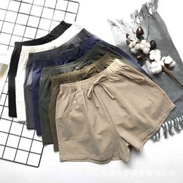 Summer Casual Cotton Linen Shorts Women Plus Size High Waist Shorts Fashion Short Pants Streetwear Women's Shorts 210518