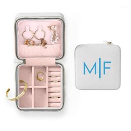 personalized travel jewelry case UK - Gift Wrap Personalized Name Initials Bridesmaid Travel Jewelry Case Box, Customized Proposal Bridal Shower Boxes