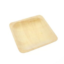 Disposable Dinnerware 8pcs Wooden Square Plates Dinner Biodegradable Party Birthday Holiday Tableware Eco-Friendly