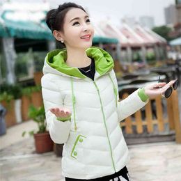Winter Jacket Women Parkas Thicken Outerwear Solid Hooded Coats Short Female Slim Cotton Padded Basic Tops High Quality D278 210512