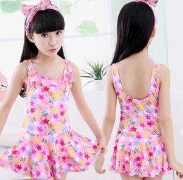 summer Girls swimwear fashion cute princess one-pieces swimsuit baby kids print dress bathing suit for 3-6years old children swimming clothing