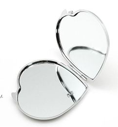 NZZDIY Makeup Mirrors Iron 2 Face Sublimation Blank Plated Aluminium Sheet Girl Gift Cosmetic Compact Mirror Portable Decoration ZZF8034