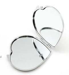 NZZDIY Makeup Mirrors Iron 2 Face Sublimation Blank Plated Aluminum Sheet Girl Gift Cosmetic Compact Mirror Portable Decoration ZZF8034