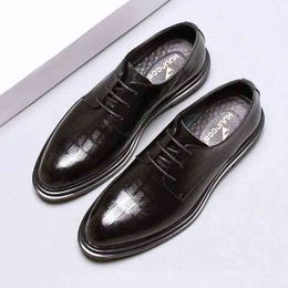 Dress Shoes Men's Summer New Business Leather Korean Fashion Leisure Trend Increased Small 220223