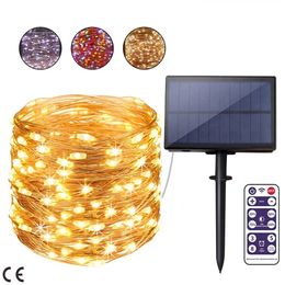 Christmas Solar LED String Lights Outdoor Waterproof Garland Fairy Light for Party Garden Decoration Lamp - 100 White