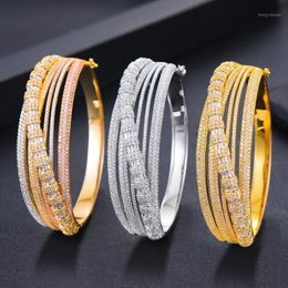 stackable bangle bracelets UK - Bangle GODKI 2021 Trendy Luxury Stackable Gorgeous For Women Wedding Cubic Zircon Crystal CZ Dubai Bracelet Party Jewelry