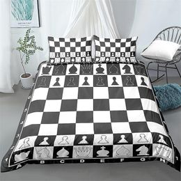 Chess Board Bedding Set Black and White Comforter Cover Home Textiles 2/3Pcs Duvet Cover Set 210319