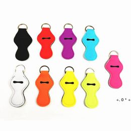 Selling monogrammed solid color neoprene keychain holders chapstick holder lipstick ZZB14351