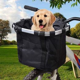 detachable bicycle Canada - Dog Car Seat Covers Bike Detachable Basket Bicycle Front Pet Carrier Bag Aluminum Alloy Frame SNO88