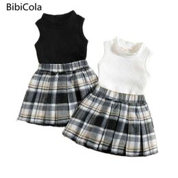 Children Kids Girls Summer Spring Clothing Sets Fashion Floral Print Off Shoulder T-shirts Tops+Skirt Outfits 1-5Y Y220310