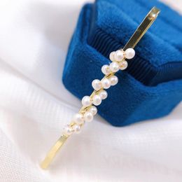 Mini Pearl Beads Gold Plated Natural Freshwater Hair Barrettes Clips