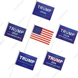 -Трамп 2024 Рука, размахивая баннером Флаг 14 * 21см Сохранить из США выборов мини-флаги