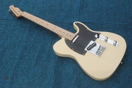 Yellow body Electric Guitar with Maple neck,Black pickguard Chrome hardware,Provide Customised services