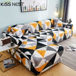 Elastic Printing 5% Spandex,Corner Sofa Cover,Chaise Longue1 2 3 4 Seater ,Couch Cover With Rest Arm, For Living Room Set 211116