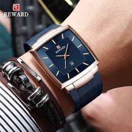 REWARD Fashion Blue Men's Watches New Top Luxury Brand Watch Men Business Waterproof Stainless Steel Quartz Wristwatch 210329