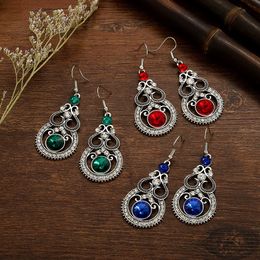 Chinese Style Water Drop Dangle Earring For Women Bohemian Ethnic Vintage Crystal Green Ladies Earrings 2021 Wedding Anniversary Gifts